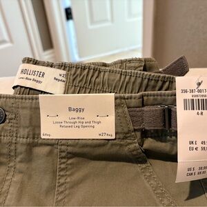 Hollister Khaki Low-Rise Baggy Pants